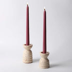 Set de 2 bougeoirs à bougies en travertin