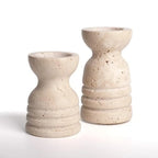 Set de 2 bougeoirs à bougies en travertin