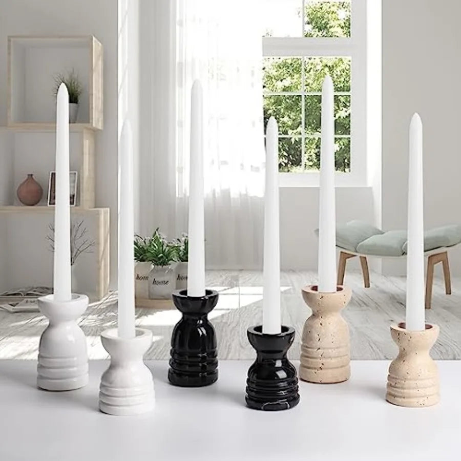 Set de 2 bougeoirs à bougies en travertin