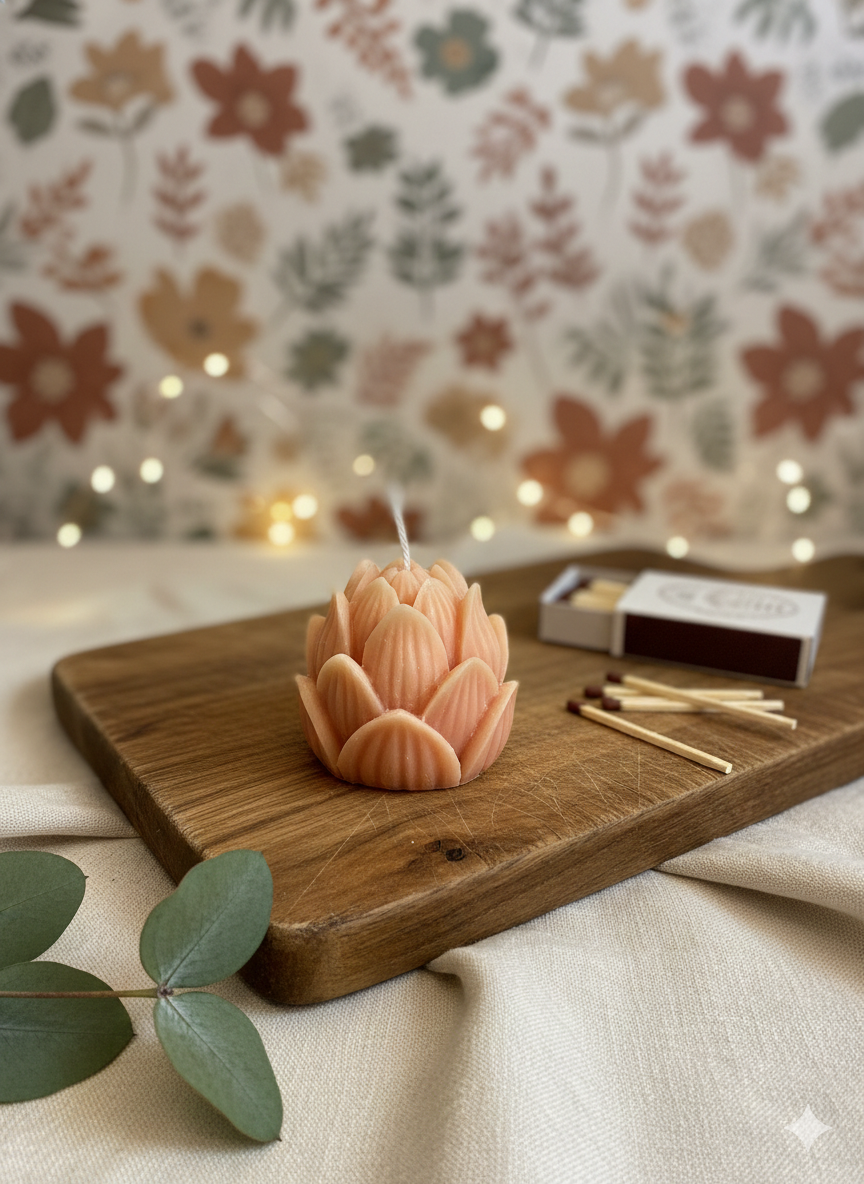 Mini Bougie Lotus | Bougie Florale Artisanale