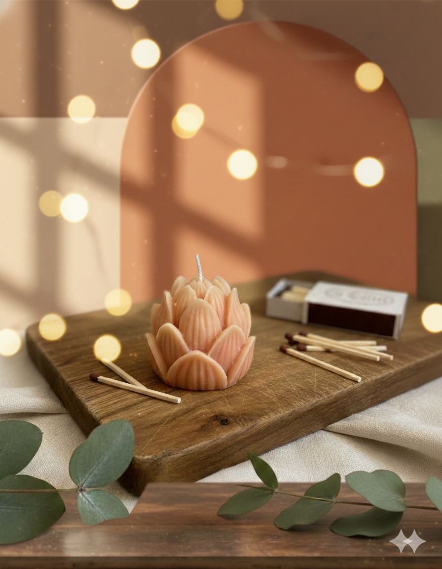 Mini Bougie Lotus | Bougie Florale Artisanale